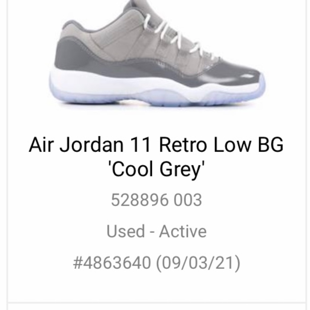 Air Jordan 11 Retro Low BG “cool grey”